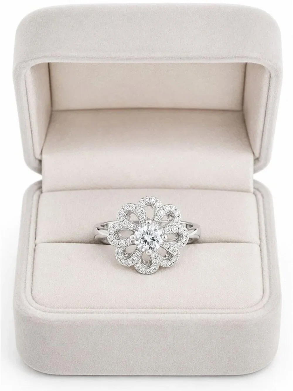 Created 0.98 Cts White Sapphire Ring Solid .925 Silver